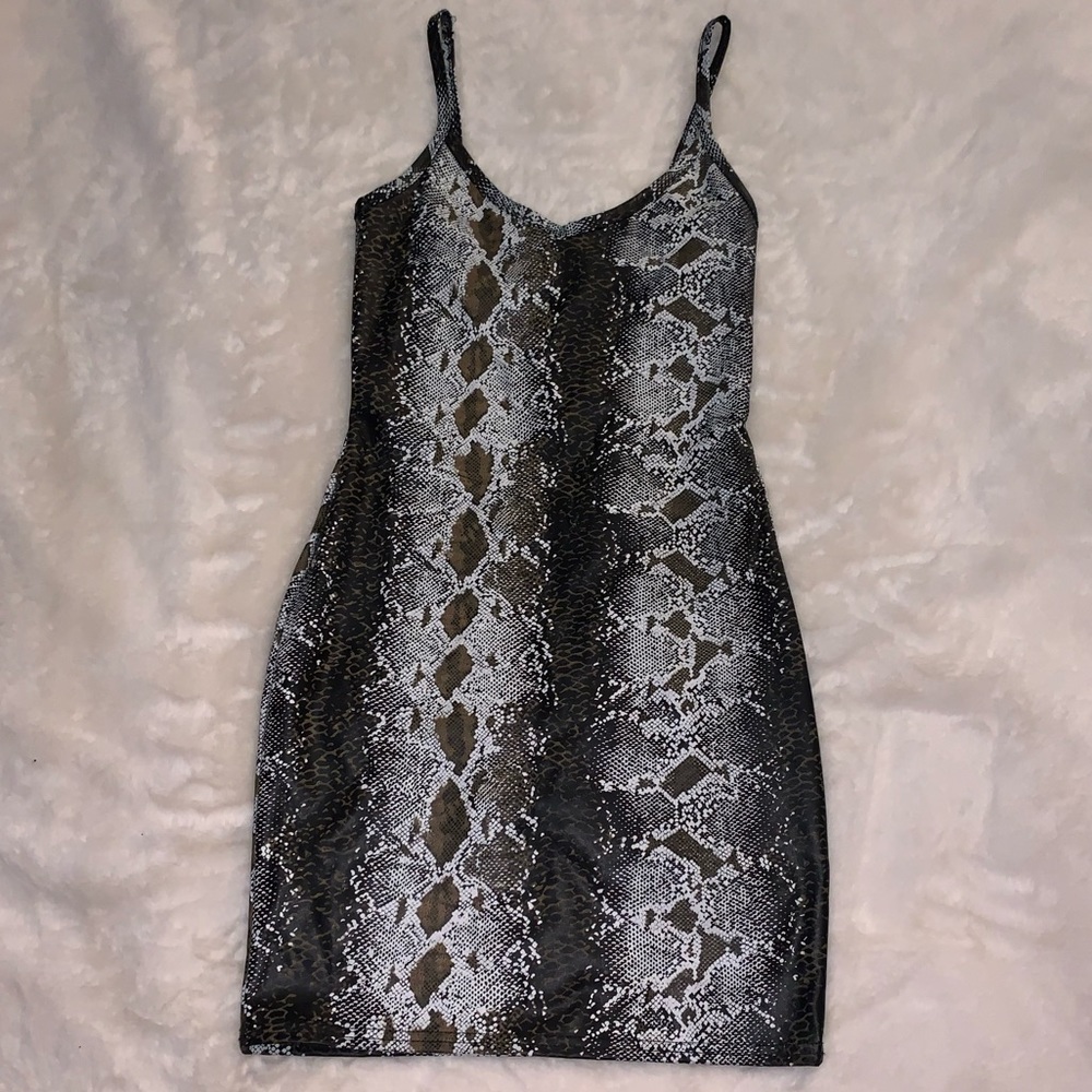 Faux leather snakeskin bodycon dress